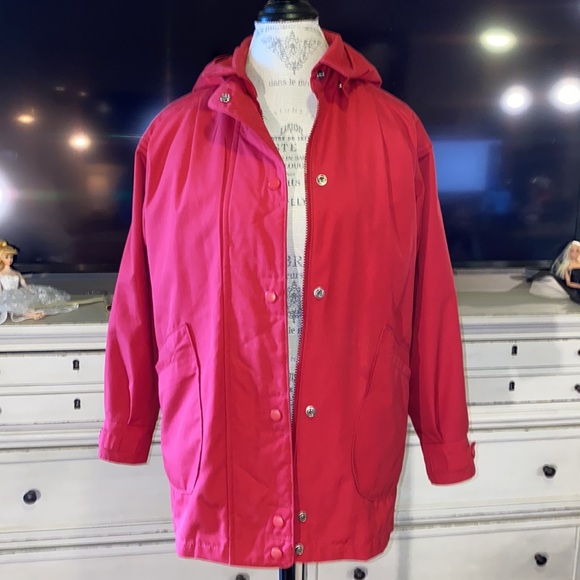 London Towne red jacket coat removable hood & removable quilted insert Small - Picture 13 of 17